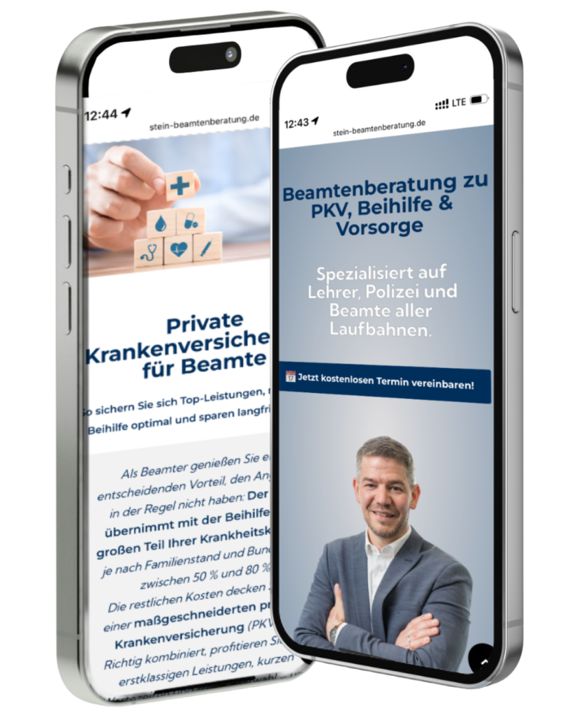 Ihr Spezialist für PKV, Beihilfe & Vorsorge 7 iPhone Mockup gedreht
